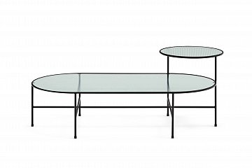 Журнальный стол Nix ,стеклянная столешница, ноги черный металл